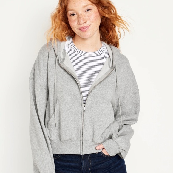 NWT OLD NAVY Fleece Full-Zip Hoodie Color: Heather Gray - Picture 2 of 6